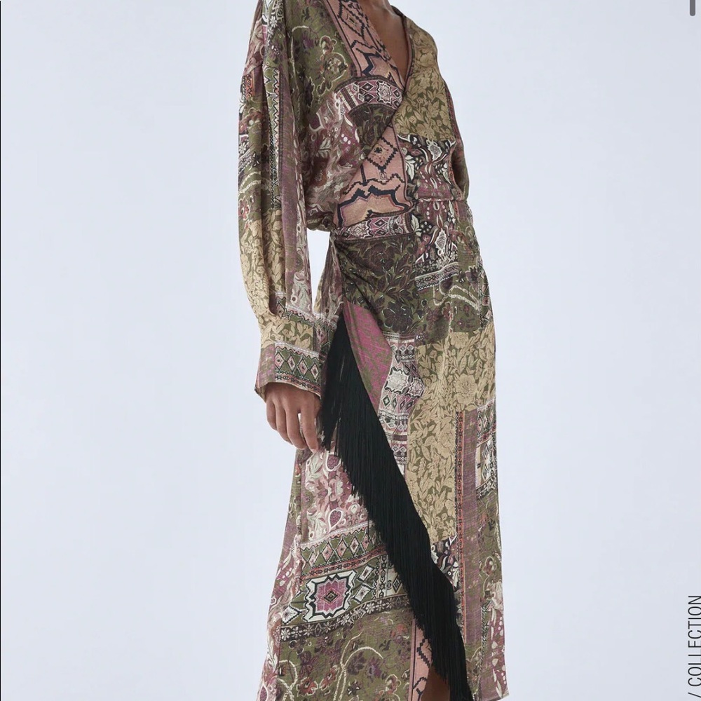 Printed Dress with Fringe